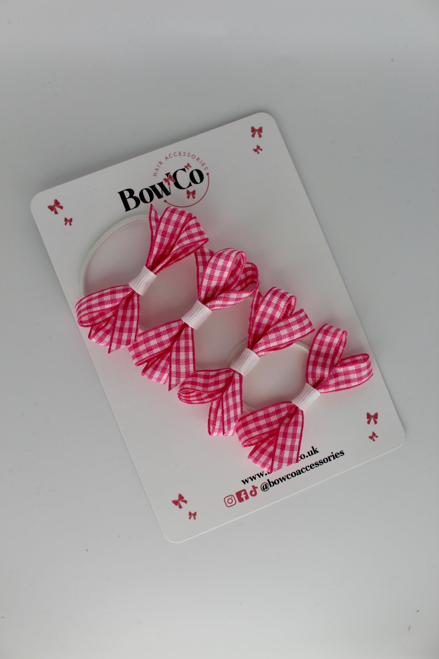 4-Bow Ballerina Bow Set - Pink Gingham