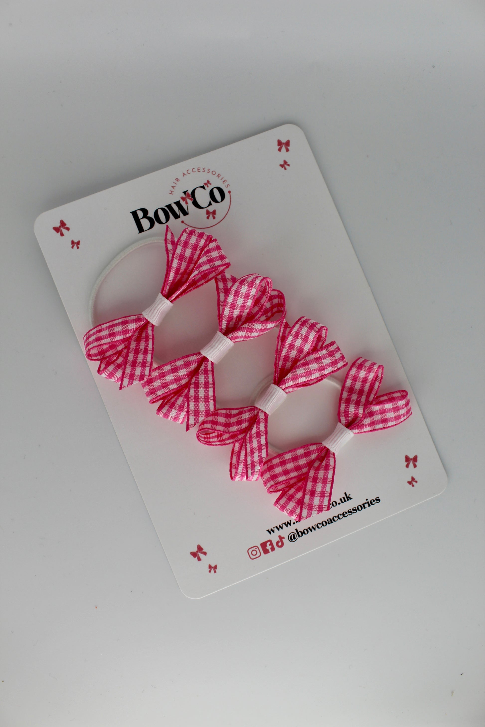 4-Bow Ballerina Bow Set - Pink Gingham