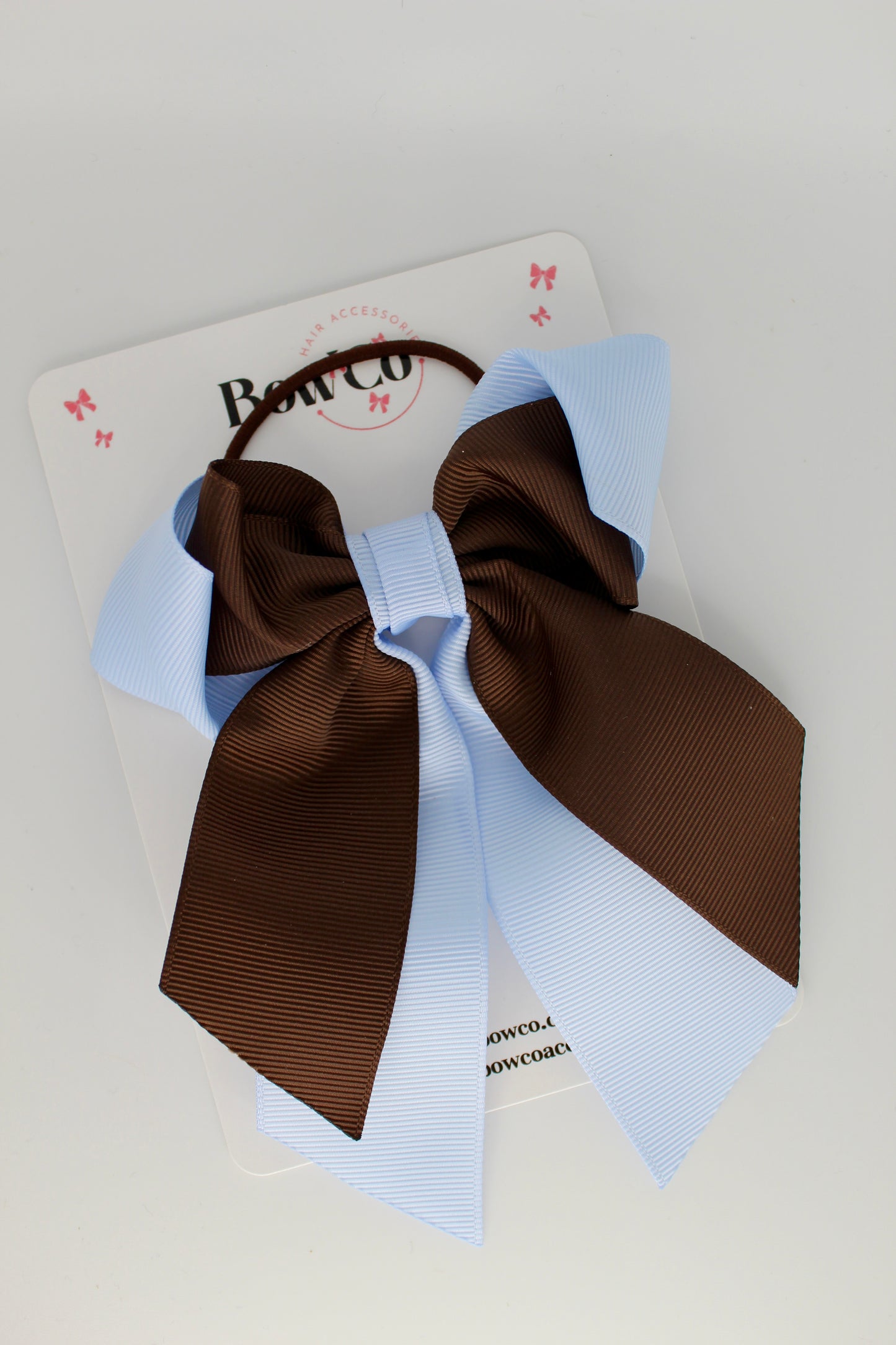 Layer Loop Tail Hair Bow - Elastic - Brown and Bluebell