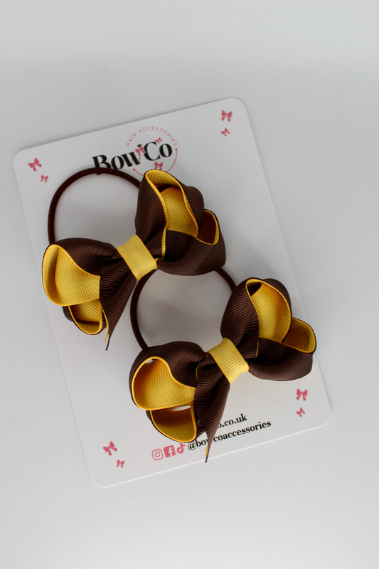 Loop Bow Set - Elastic - Brown and Yellow Gold
