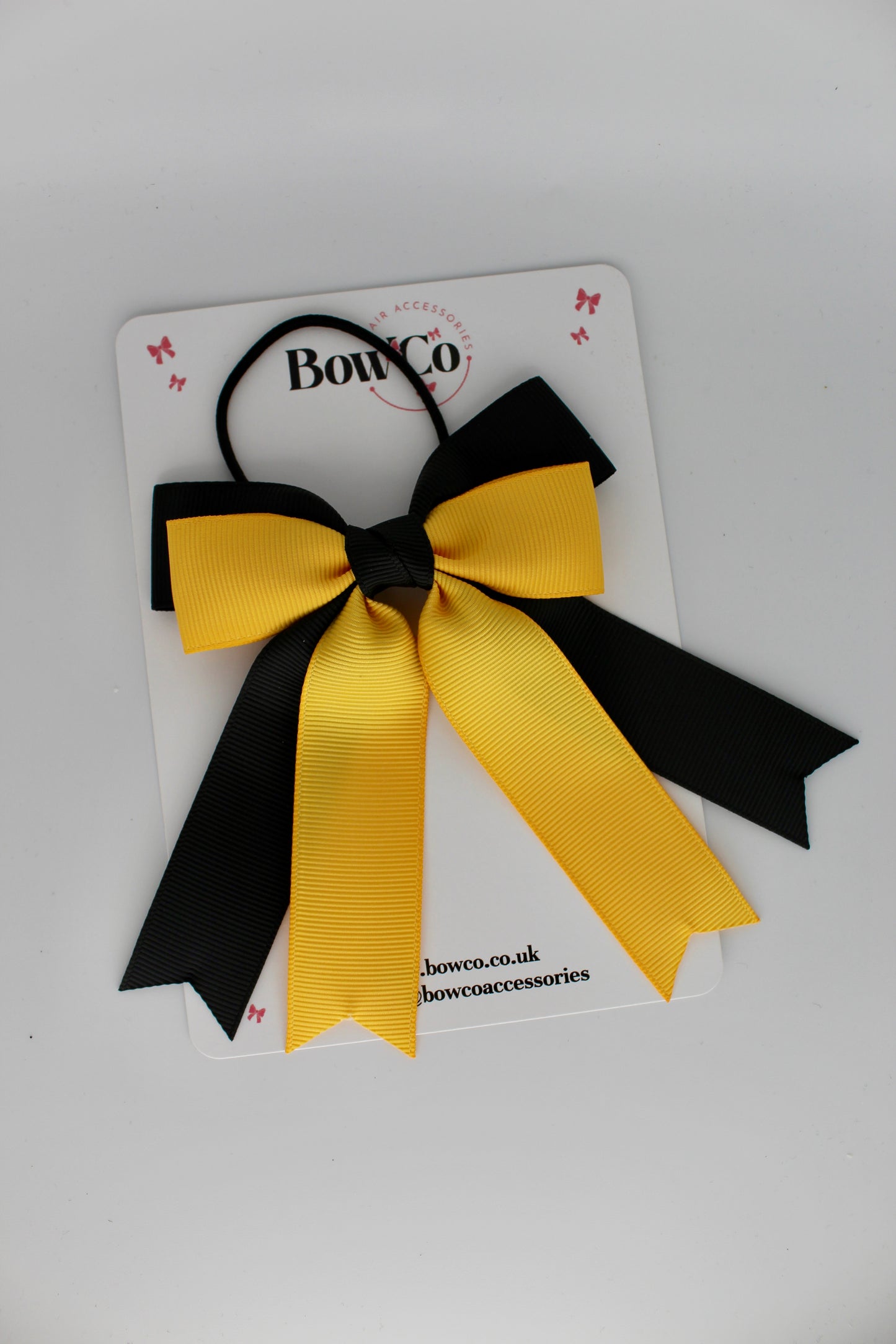Double Ribbon Tail – Elastic - Black and Yellow Gold