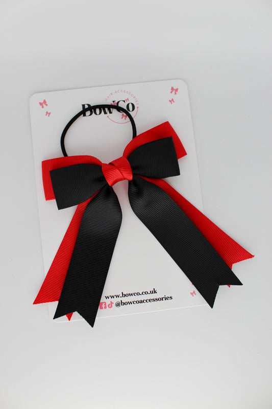 Double Ribbon Tail - Elastic - Red and Black