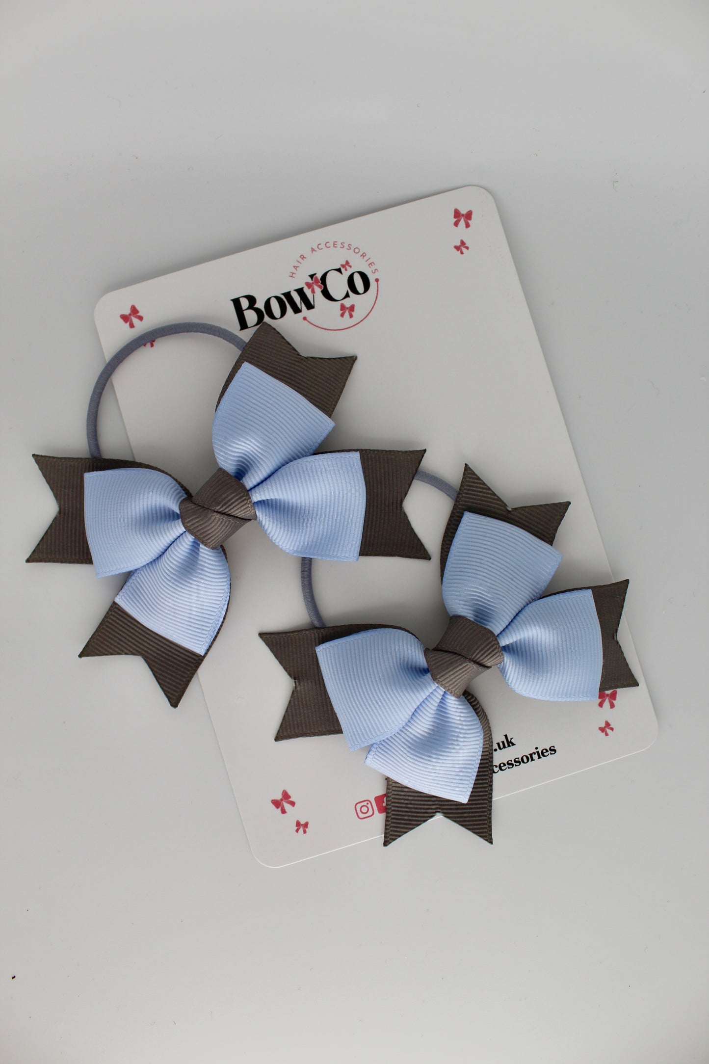 Knot Bow Set - Elastic - Bluebell and Metal Grey