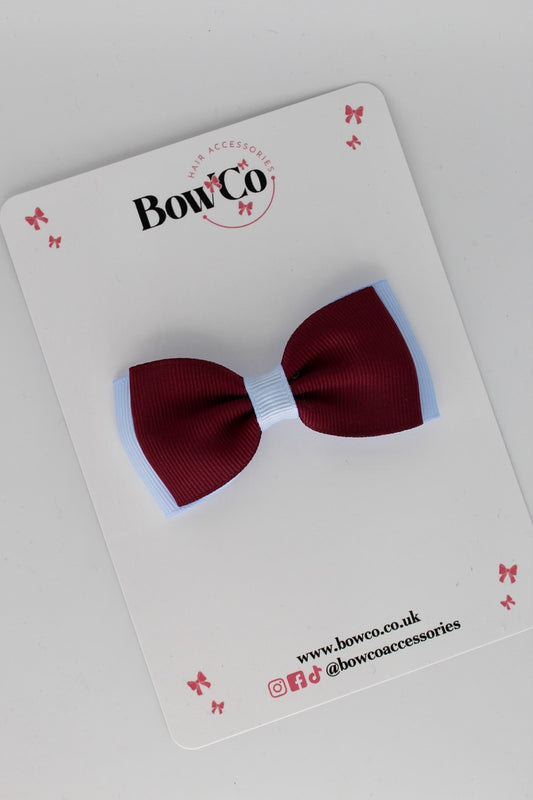 Burgundy and Bluebell - Double Lapel - Clip