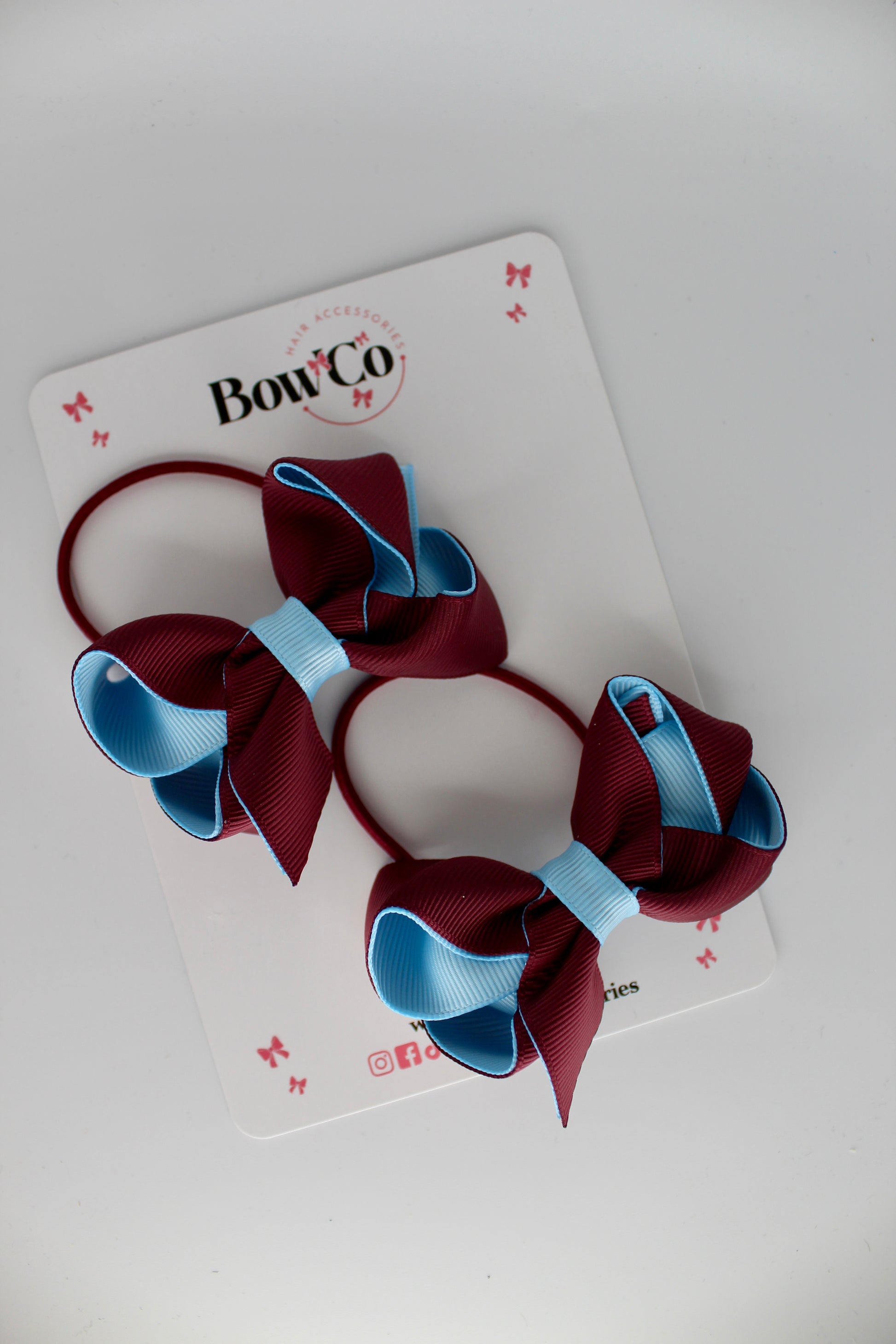 Loop Bow Set - Elastic - Burgundy and Blue Topaz
