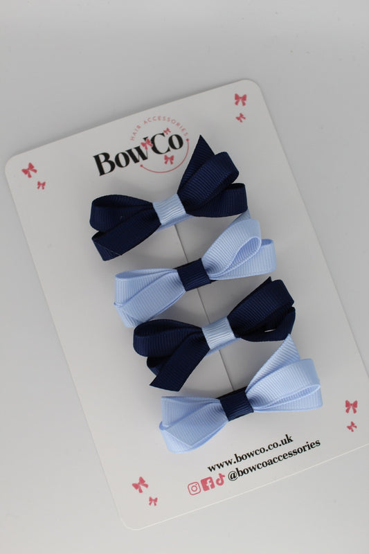 Ballerina Bows - Set of 4 - Clip - Navy Blue and Bluebell
