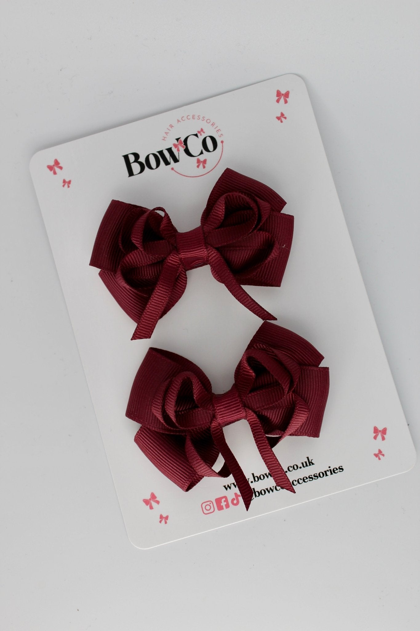 Burgundy - Double Bow Set - Clip