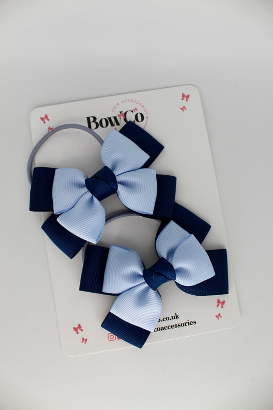 Layer Bow Set - Elastic - Navy Blue and Bluebell