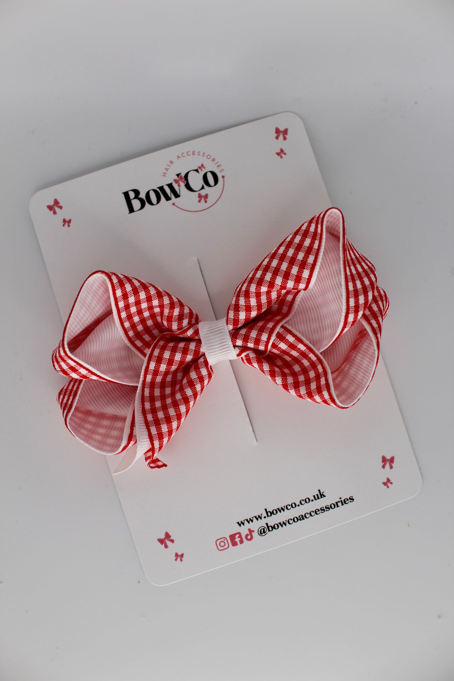 Loop Bow - Red Gingham - Clip