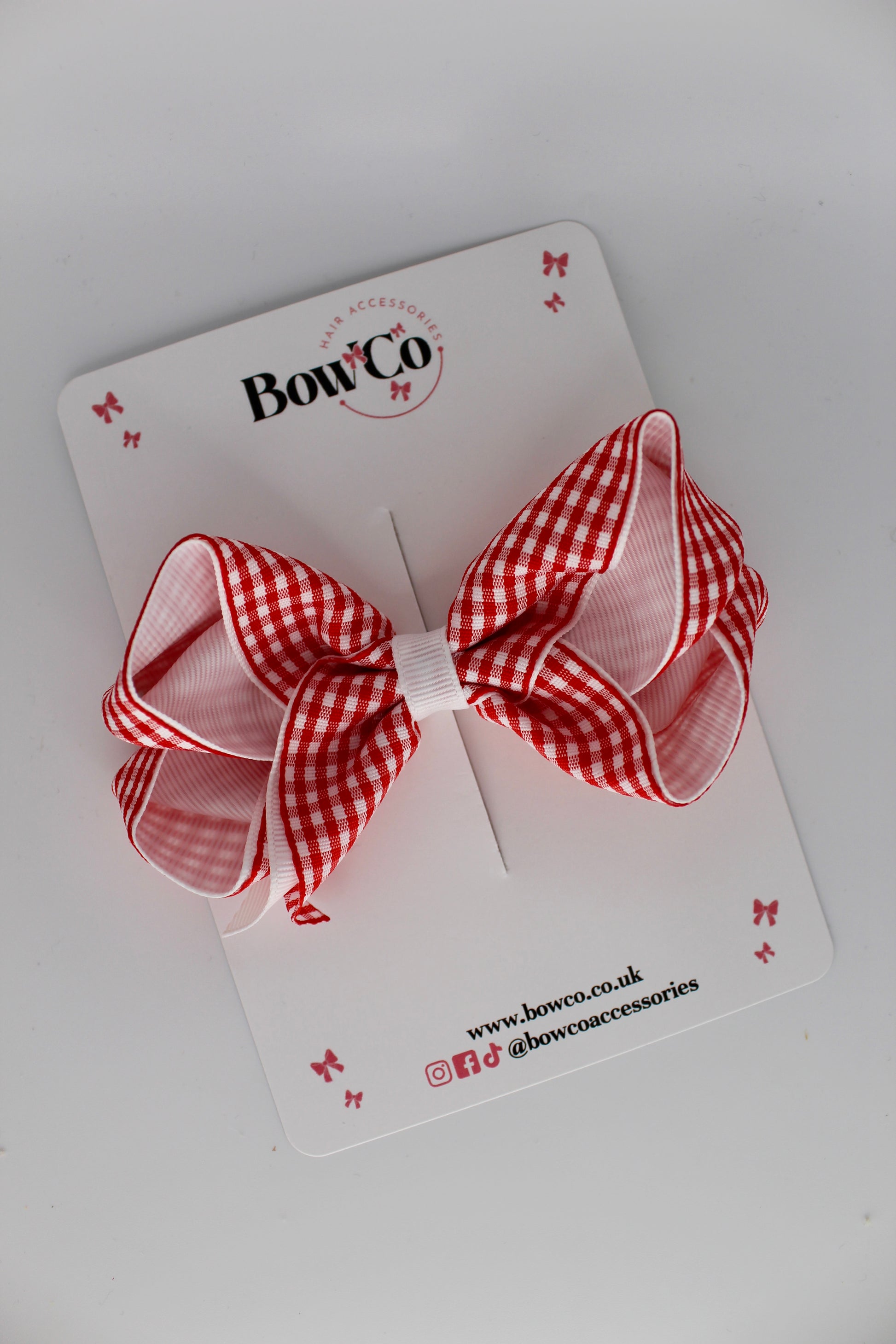 Loop Bow - Red Gingham - Clip