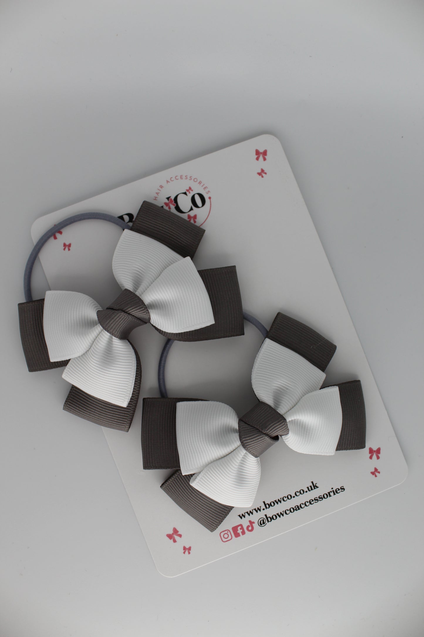 Layer Bow Set - Elastic - Metal Grey and White