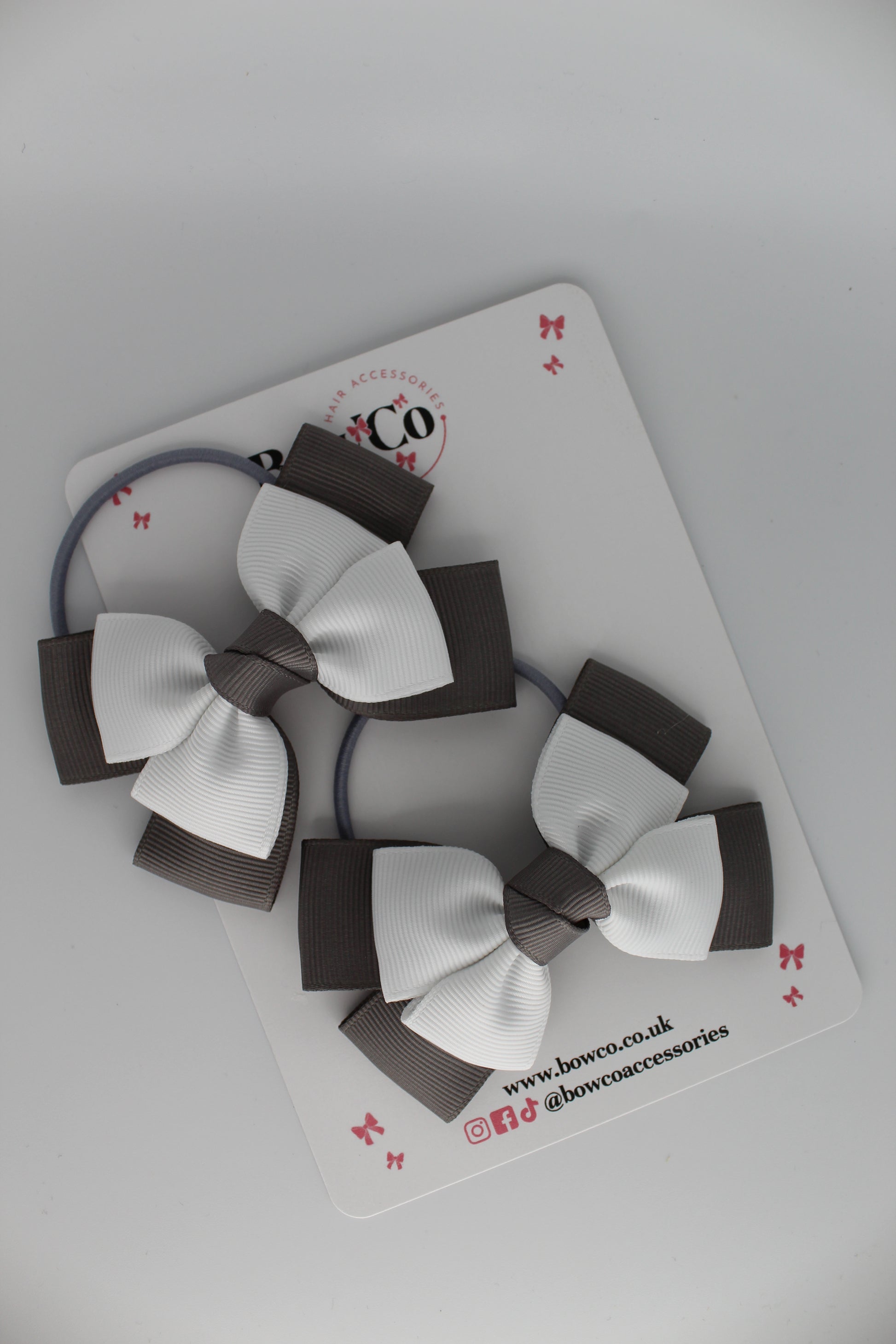Layer Bow Set - Elastic - Metal Grey and White
