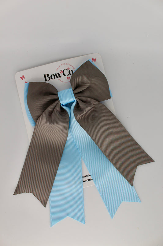 Classic Tail Bow - Clip - Blue Topaz and Metal Grey