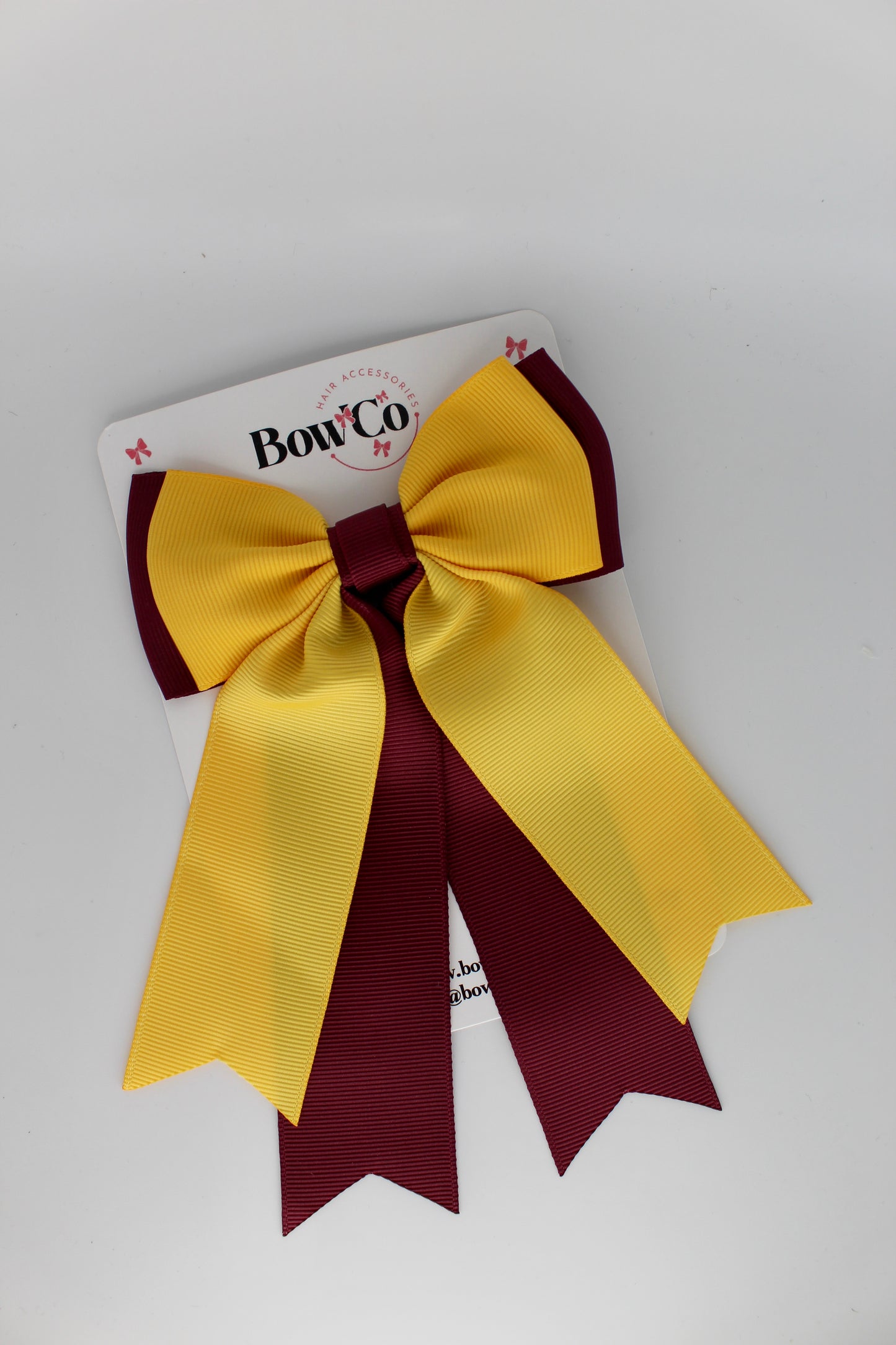 Classic Tail Bow - Clip - Burgundy and Yellow Gold