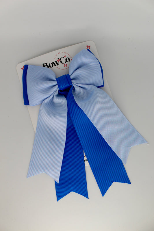 Classic Tail Bow - Clip - Royal Blue and Bluebell
