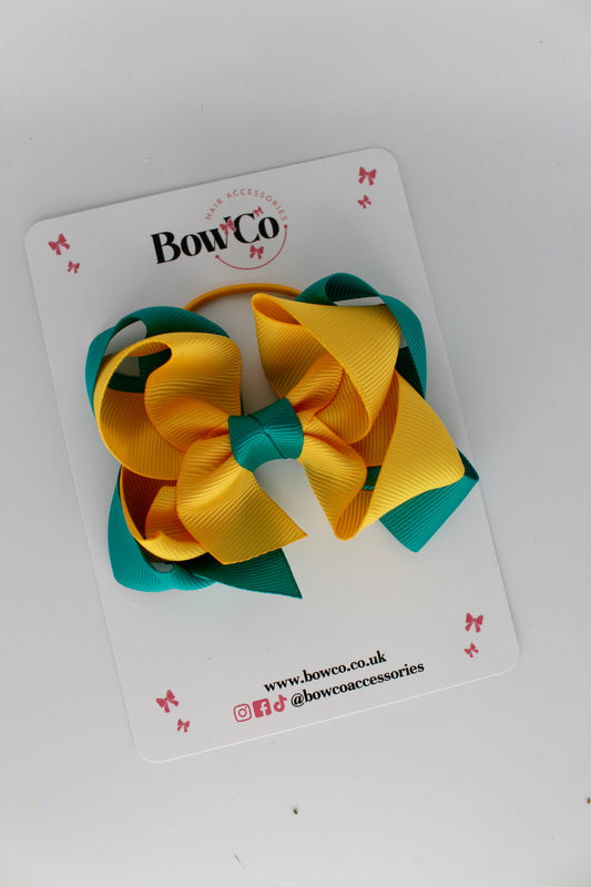 Double Loop Bow - Elastic - Jade Green and Yellow Gold