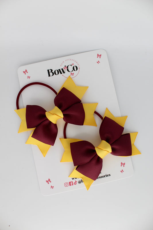 Knot Bow Set - Elastic - Burgundy and Yellow Gold
