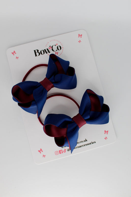 Loop Bow Set - Elastic - Navy Blue and Burgundy