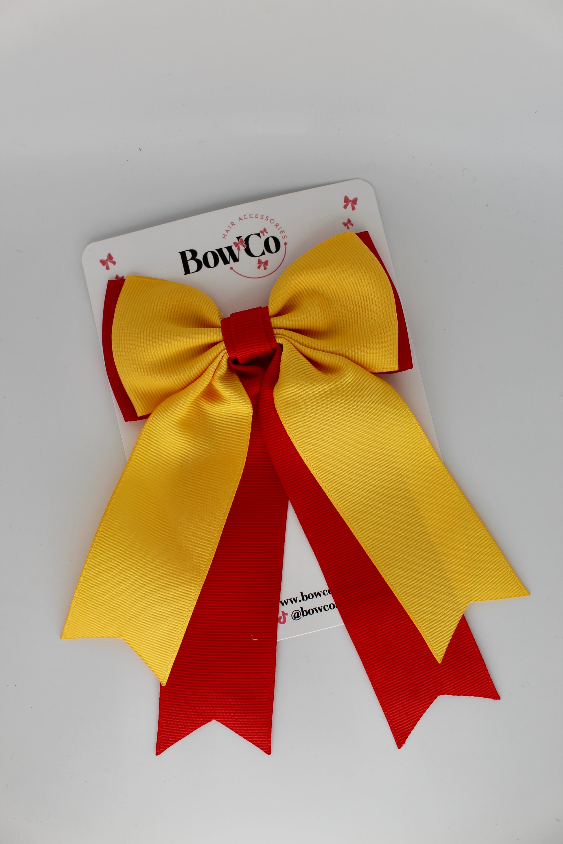 Classic Tail Bow - Clip - Red and Yellow