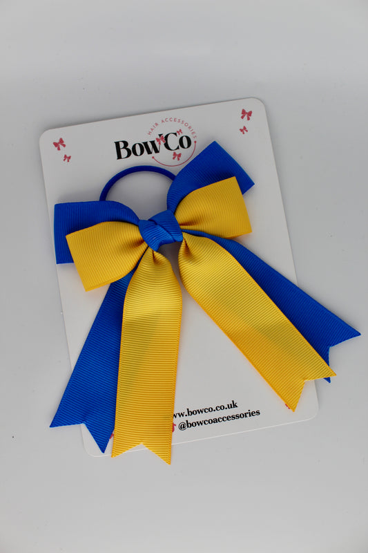 Double Ribbon Tail - Elastic - Royal Blue and Yellow Gold