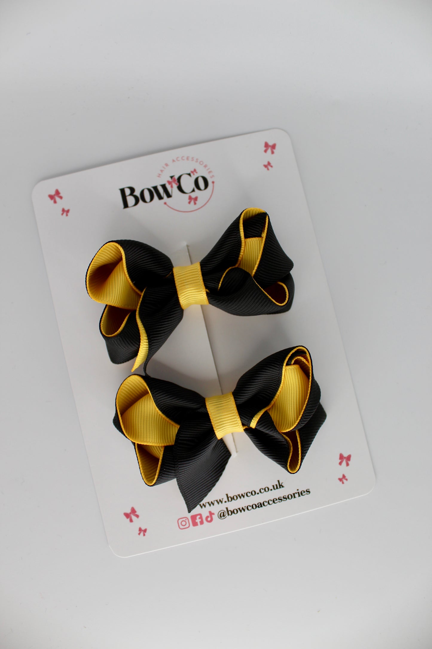Loop Bow Set - Clip - Black and Yellow Gold