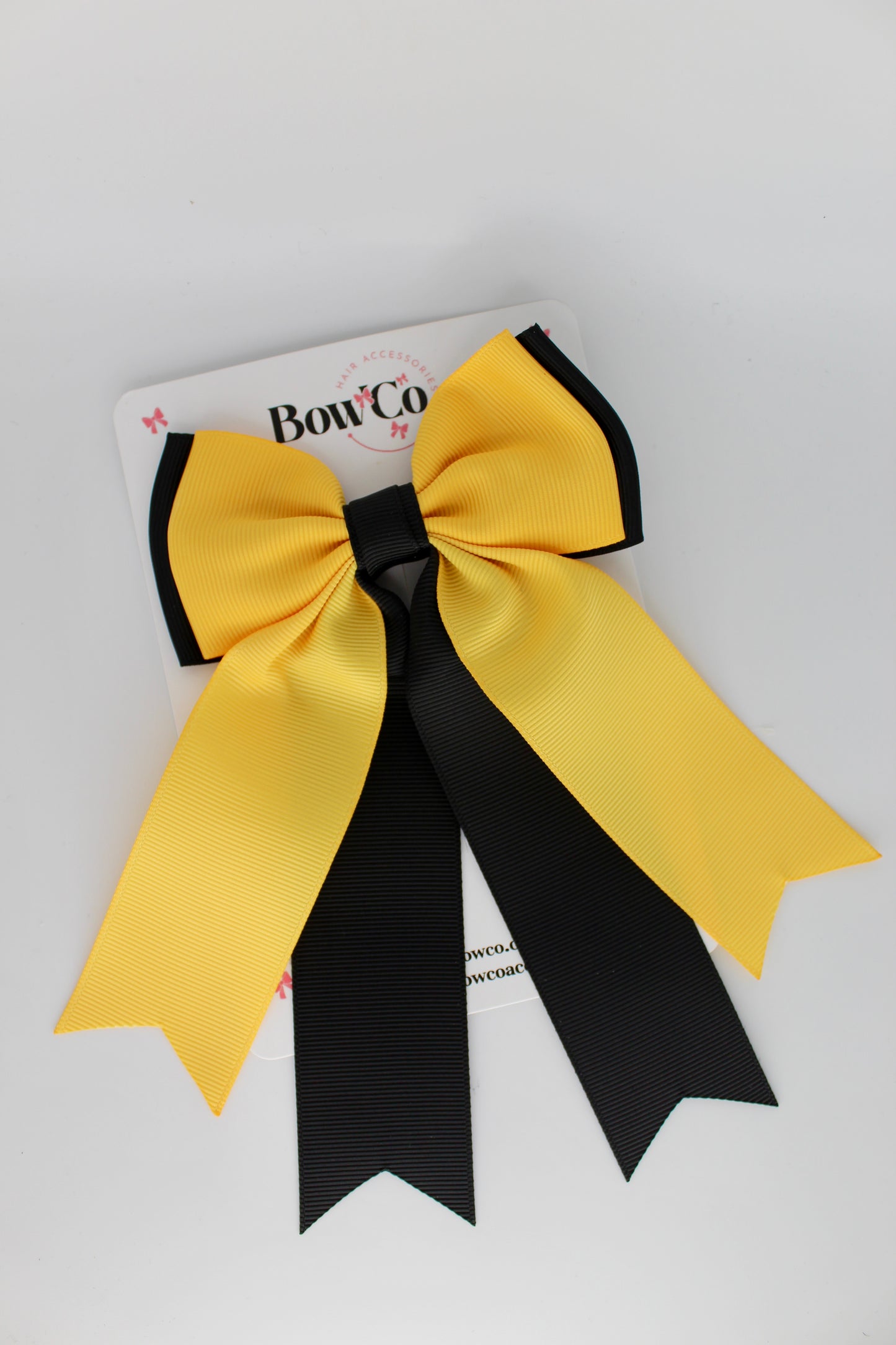 Classic Tail Bow - Clip - Black and Yellow Gold