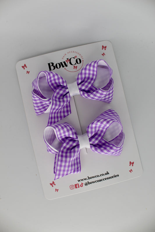 Loop Bow Set - Lilac Gingham - Clip