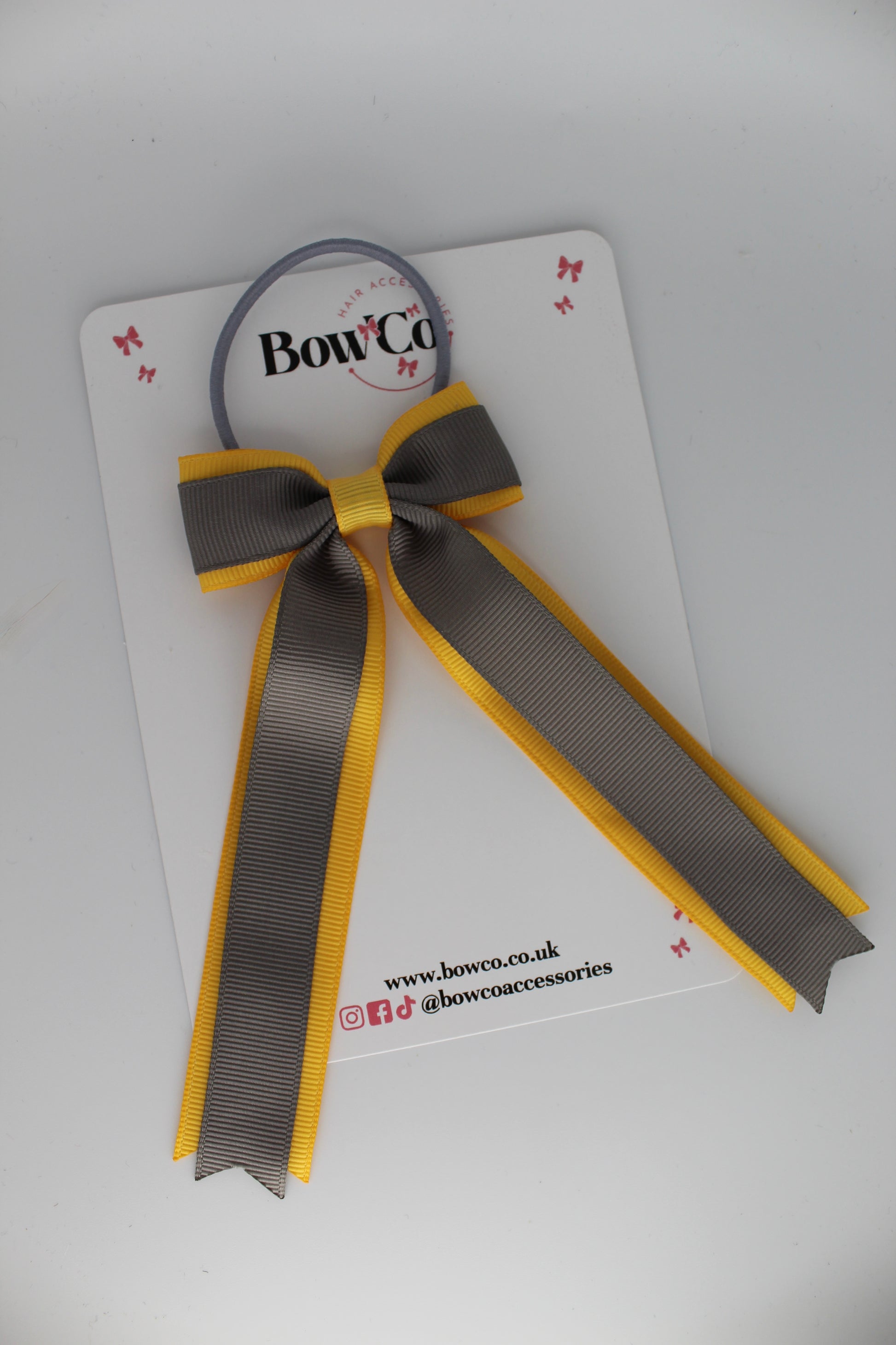 Tuxedo Tails Bow - Elastic - Metal Grey and Yellow Gold
