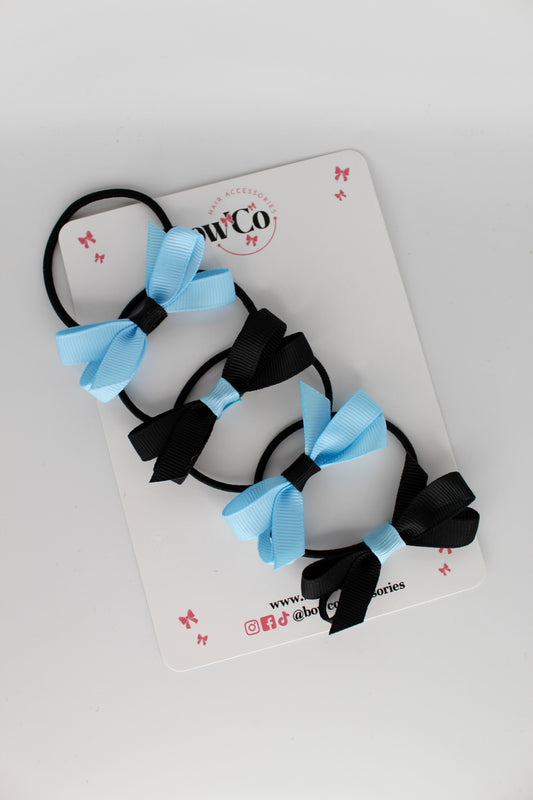 Ballerina Bows - Set of 4 - Elastic - Black and Blue Topaz