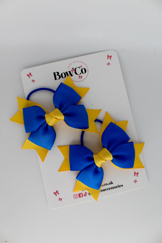 Knot Bow Set - Elastic - Royal Blue and Yellow Gold
