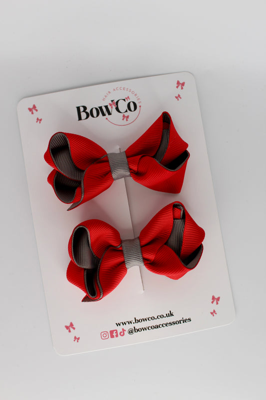 Loop Bow Set - Clip - Red and Metal Grey