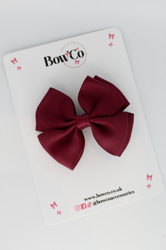 Double Layer Bow - Burgundy - Clip