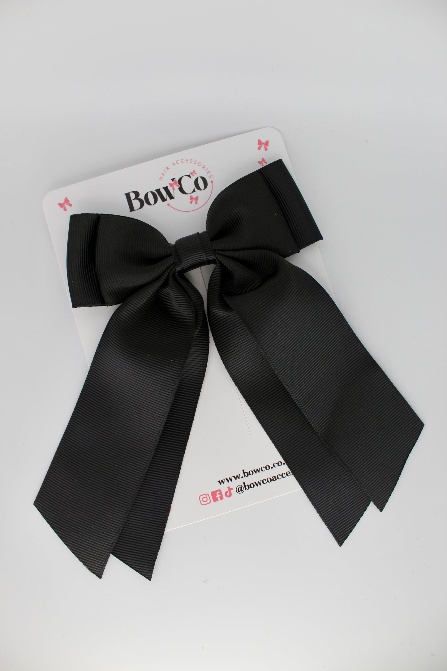 Double Layer Tail Bow - Clip - Black