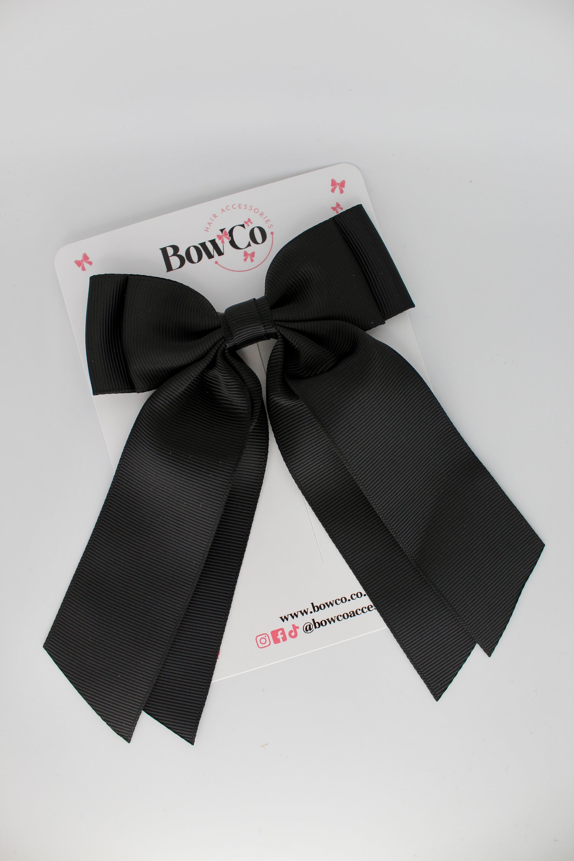 Double Layer Tail Bow - Clip - Black