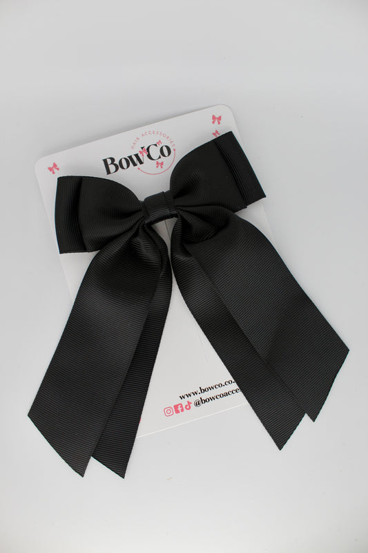 Double Layer Tail Bow - Clip - Black