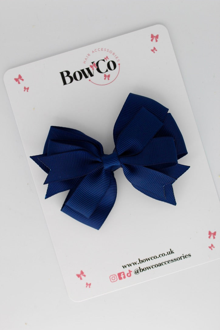 Navy Blue - Double Tail Bow - Clip
