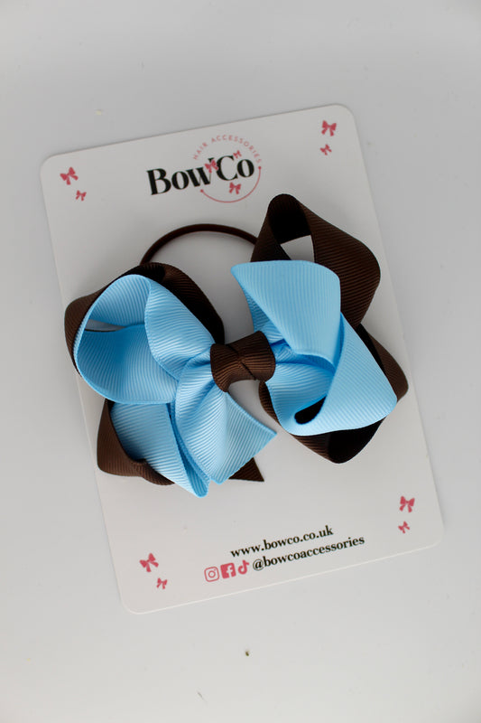 Double Loop Bow - Elastic - Blue Topaz and Brown