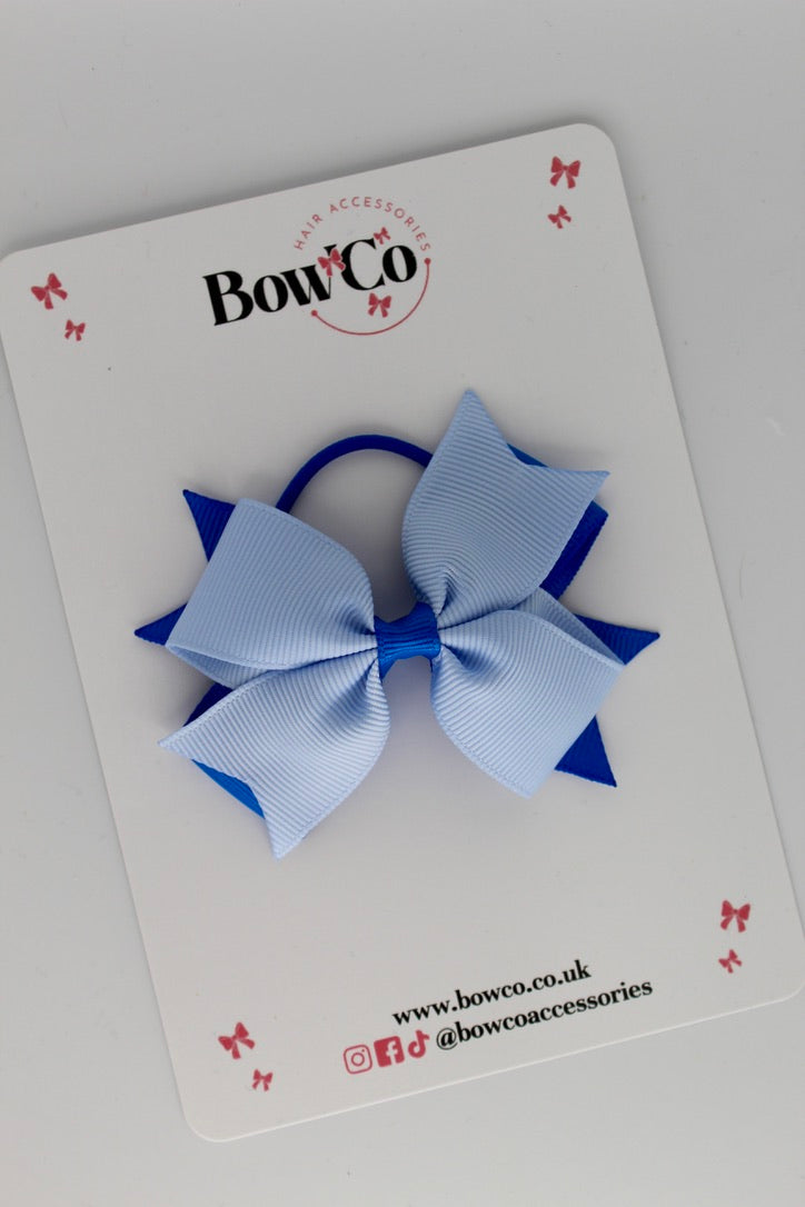 Royal Blue and Bluebell - Layer Tail Bow - Elastic