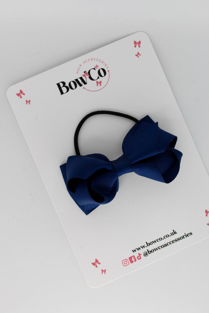 Navy Blue - Ruffle Bow - Elastic