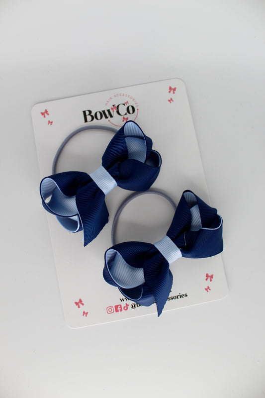 Loop Bow Set - Elastic - Navy Blue and Bluebell