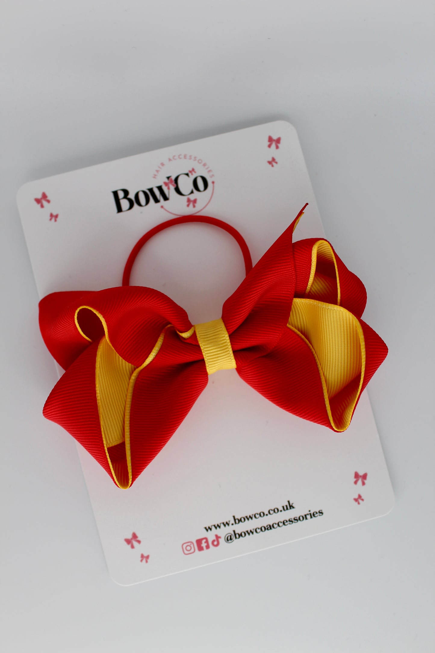 4 Inch Loop Bow - Elastic - Red and Yellow