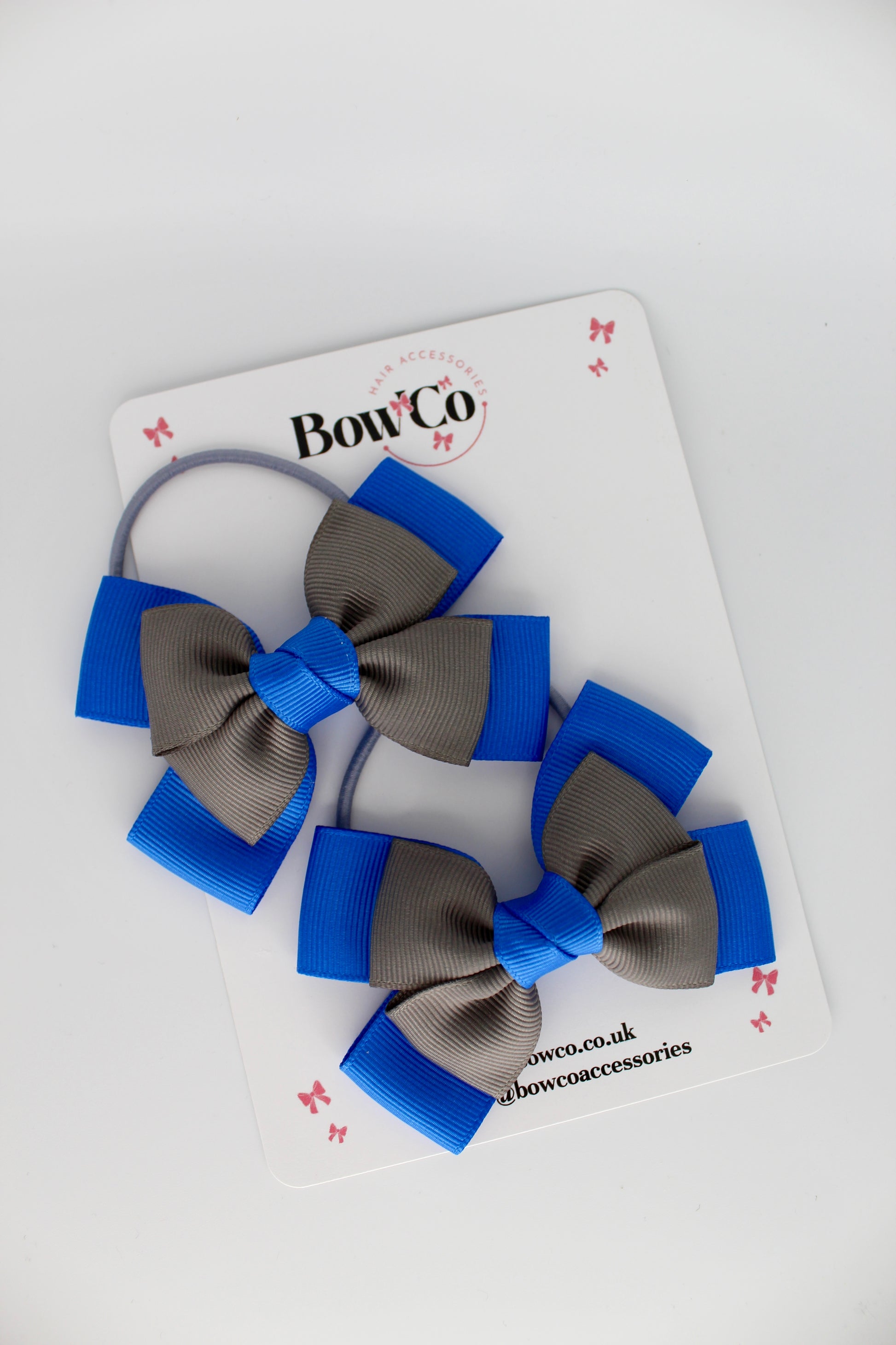Layer Bow Set - Elastic - Royal Blue and Metal Grey