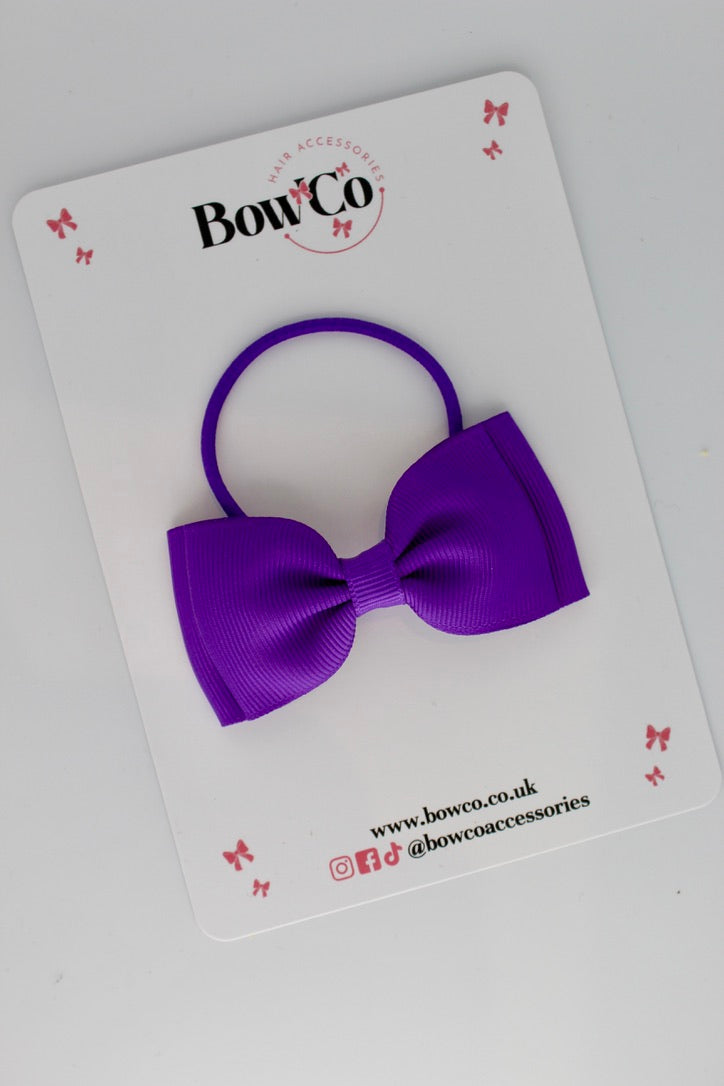 Purple - Double Lapel Bow - Elastic