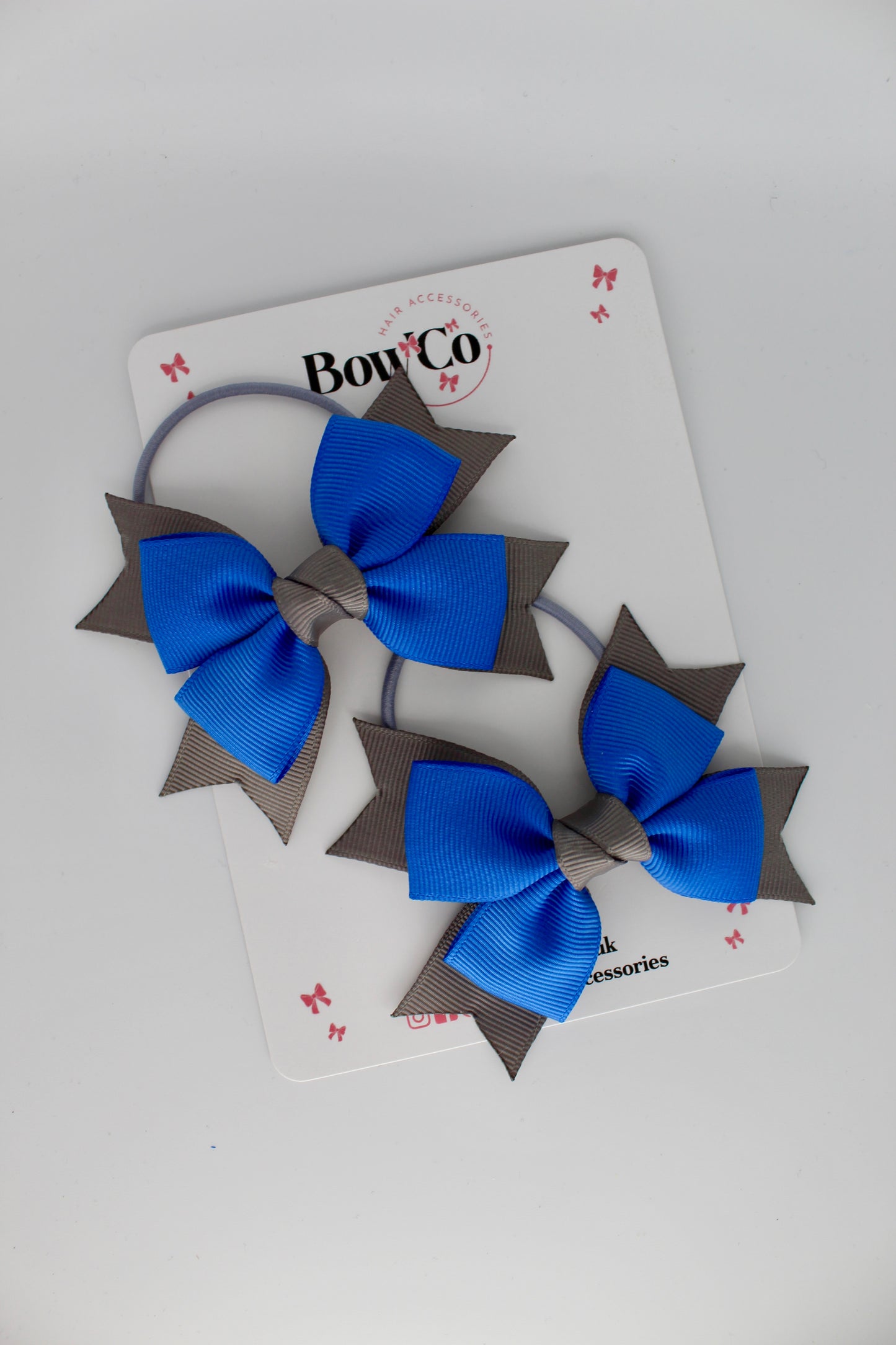 Knot Bow Set - Elastic - Royal Blue and Metal Grey