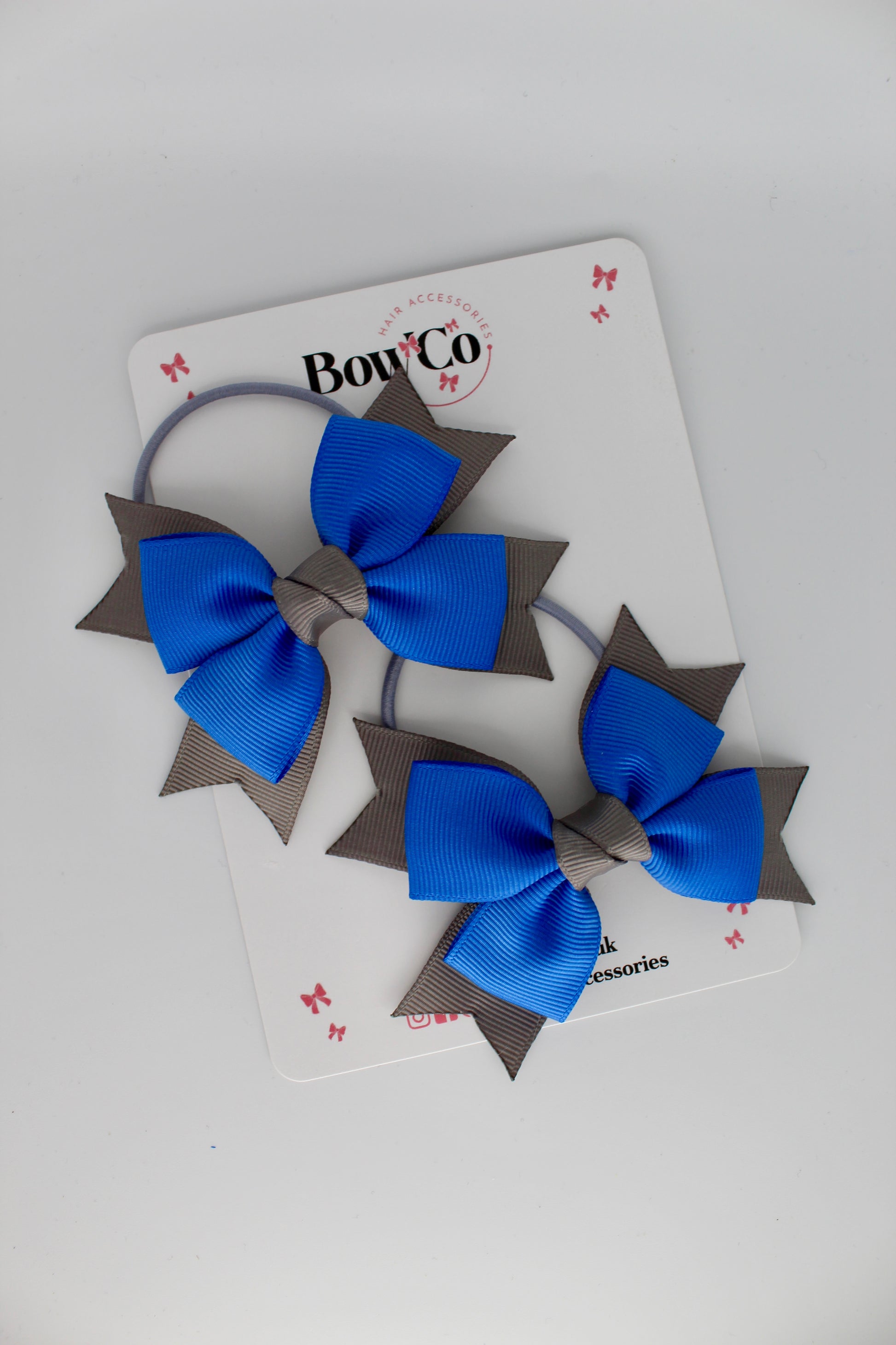 Knot Bow Set - Elastic - Royal Blue and Metal Grey