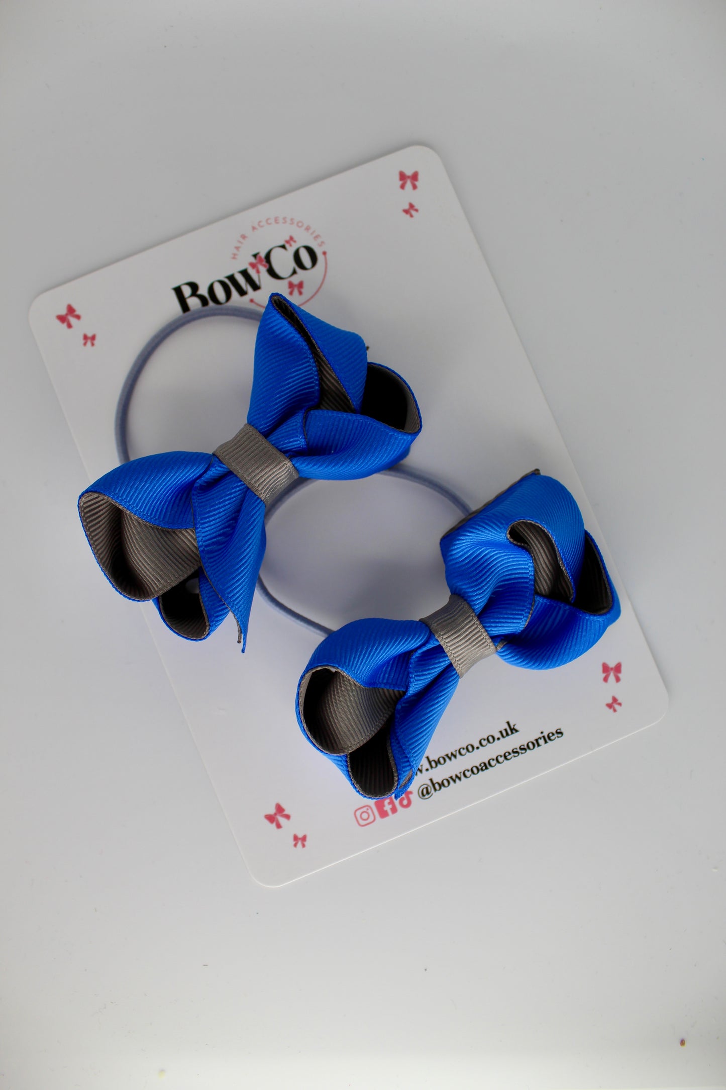 Loop Bow Set - Elastic - Royal Blue and Metal Grey