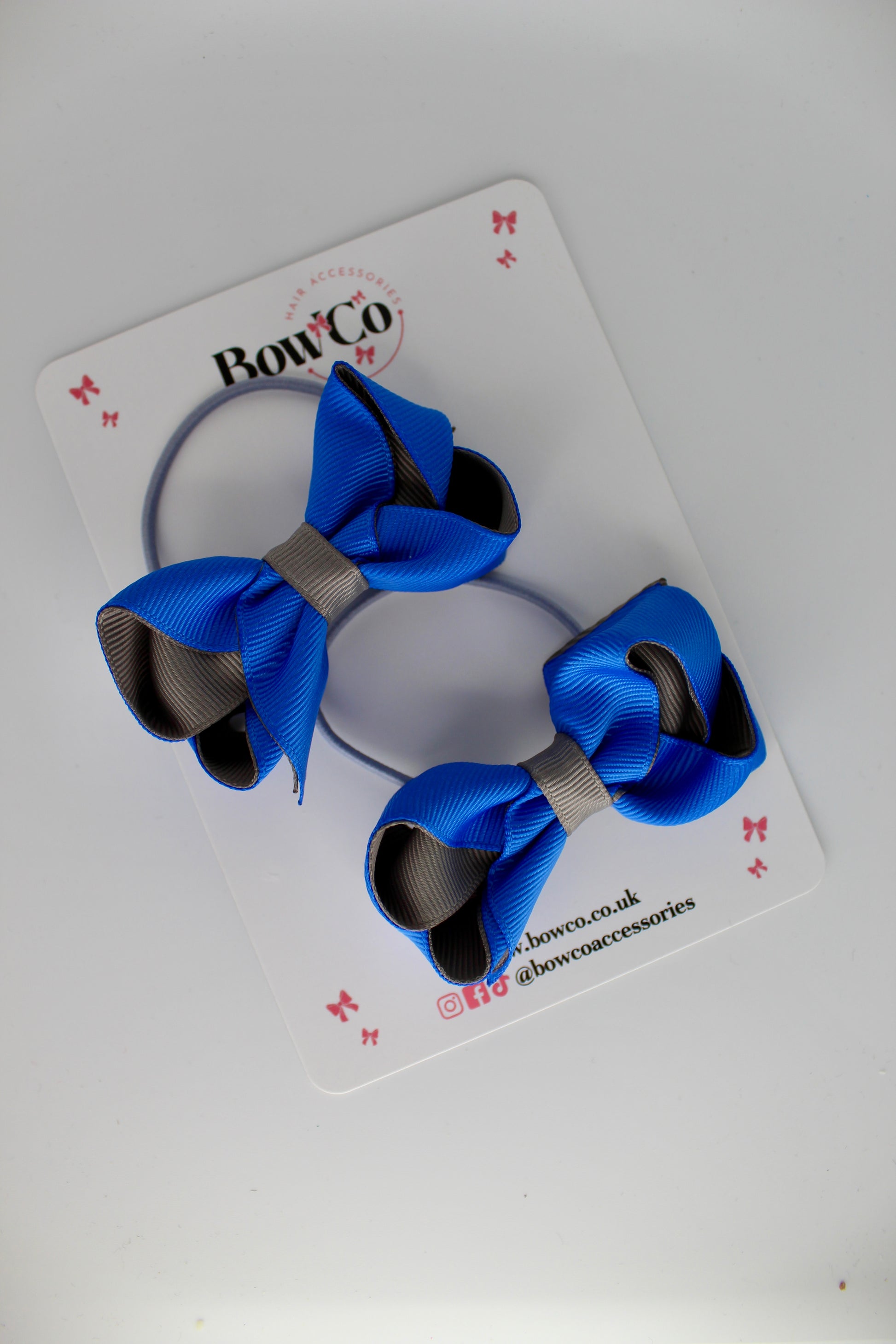 Loop Bow Set - Elastic - Royal Blue and Metal Grey