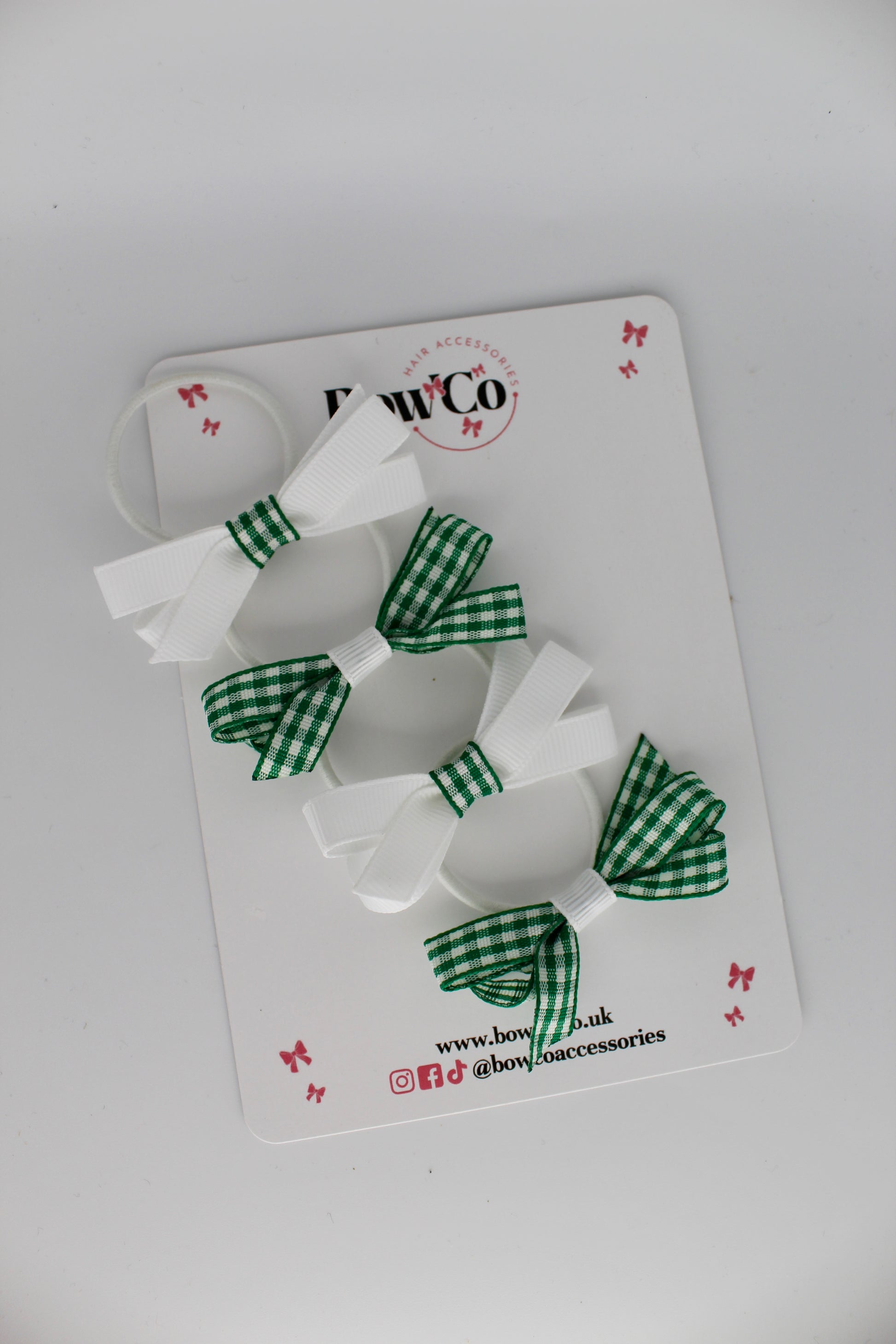 4-Bow Ballerina Bow Set - Green Gingham