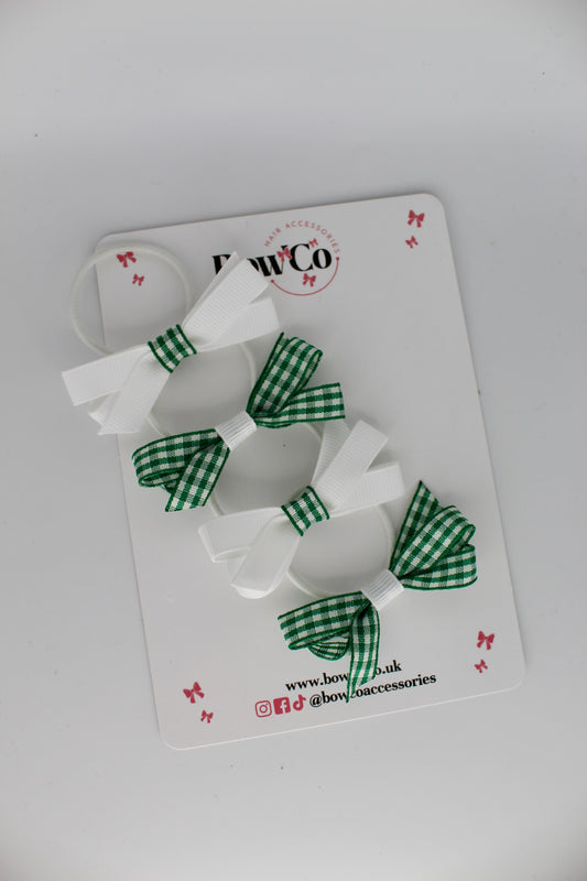 4-Bow Ballerina Bow Set - Green Gingham