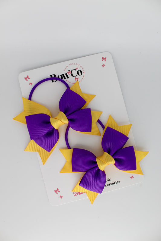 Knot Bow Set - Elastic - Purple and Yellow Gold